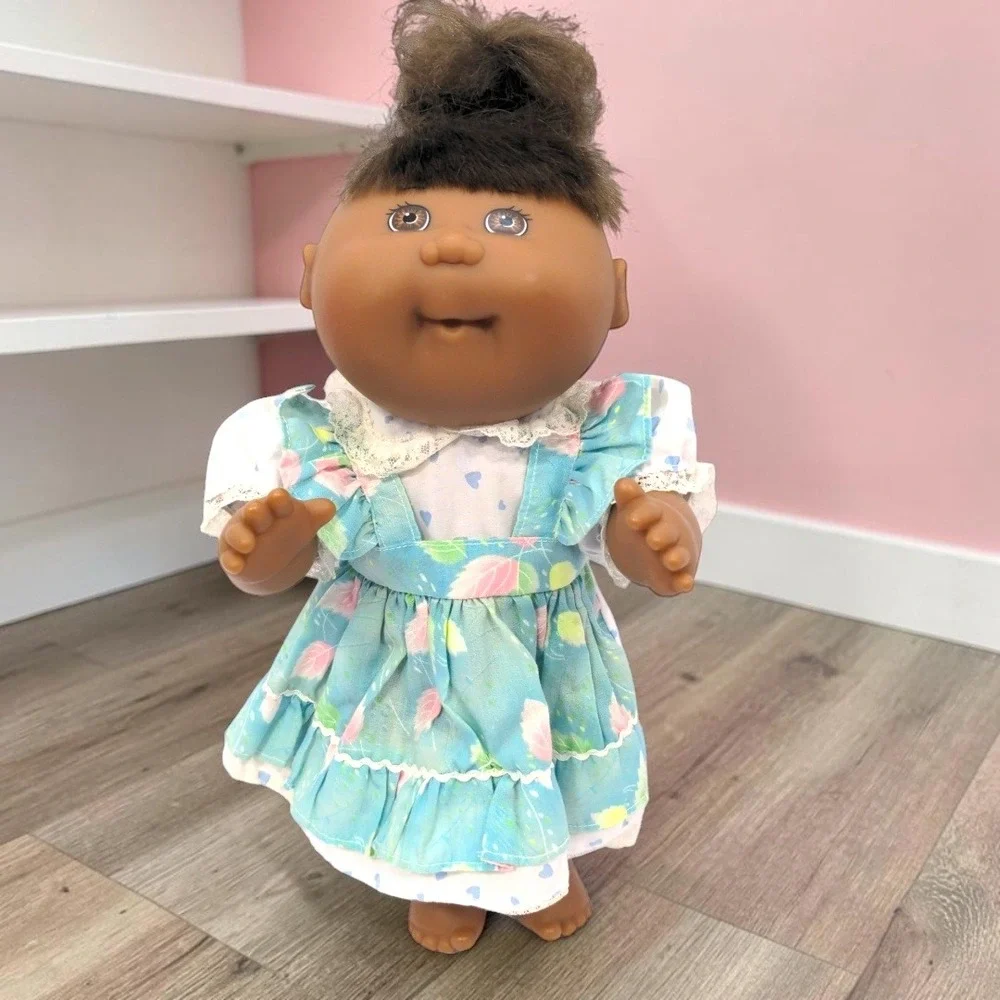 VTG Cabbage Patch Kids Doll 80s 1st Ed CB48 African American Blue Dress CPK 1988